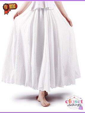 OCHENTA Women's Boho Cotton Maxi Skirt Flowy Long A Line Summer Beach